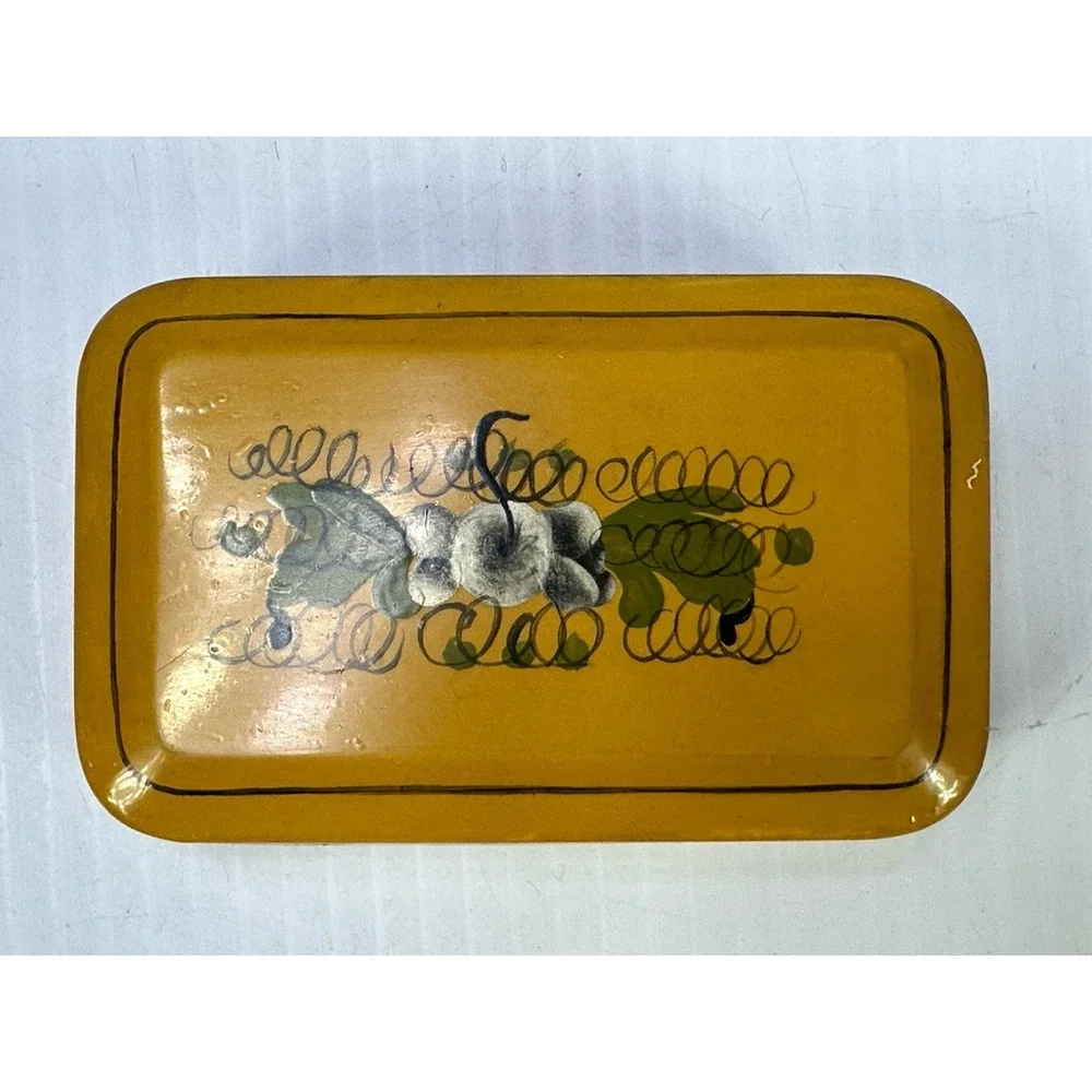 3 VINTAGE TOLE HAND PAINTED METAL TRINKET BOX ELIZABETH M CUMMINGS 1954
